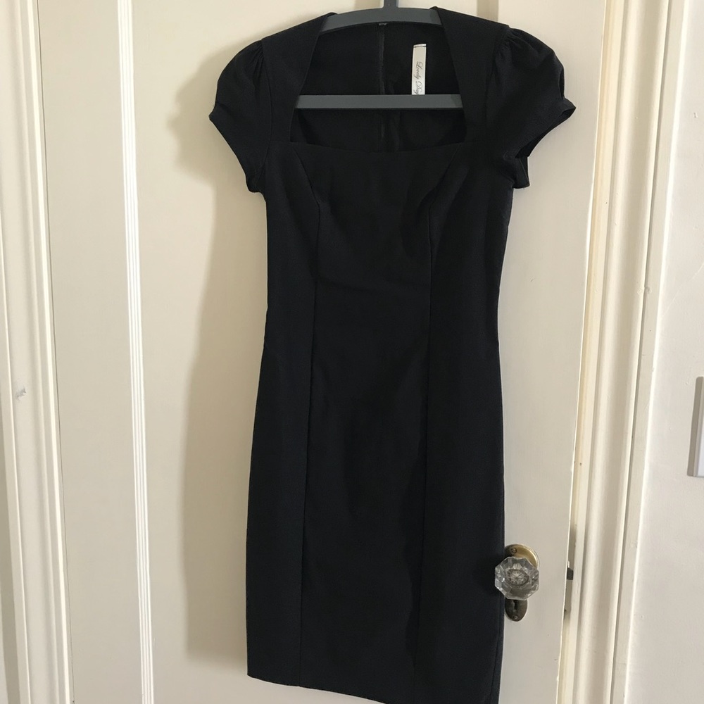 Pencil sheath wiggle dress with square neck